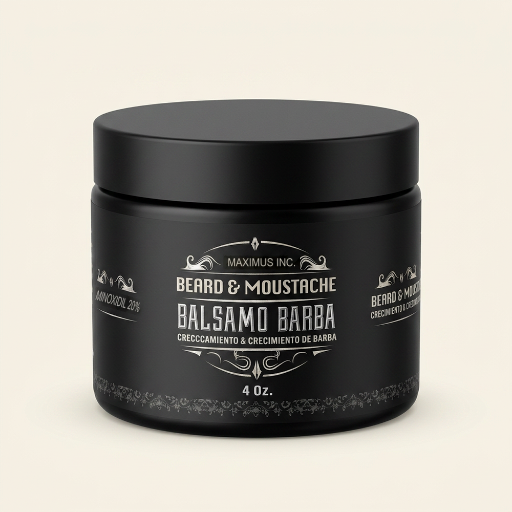 Envase del bálsamo Maximus con minoxidil al 20%