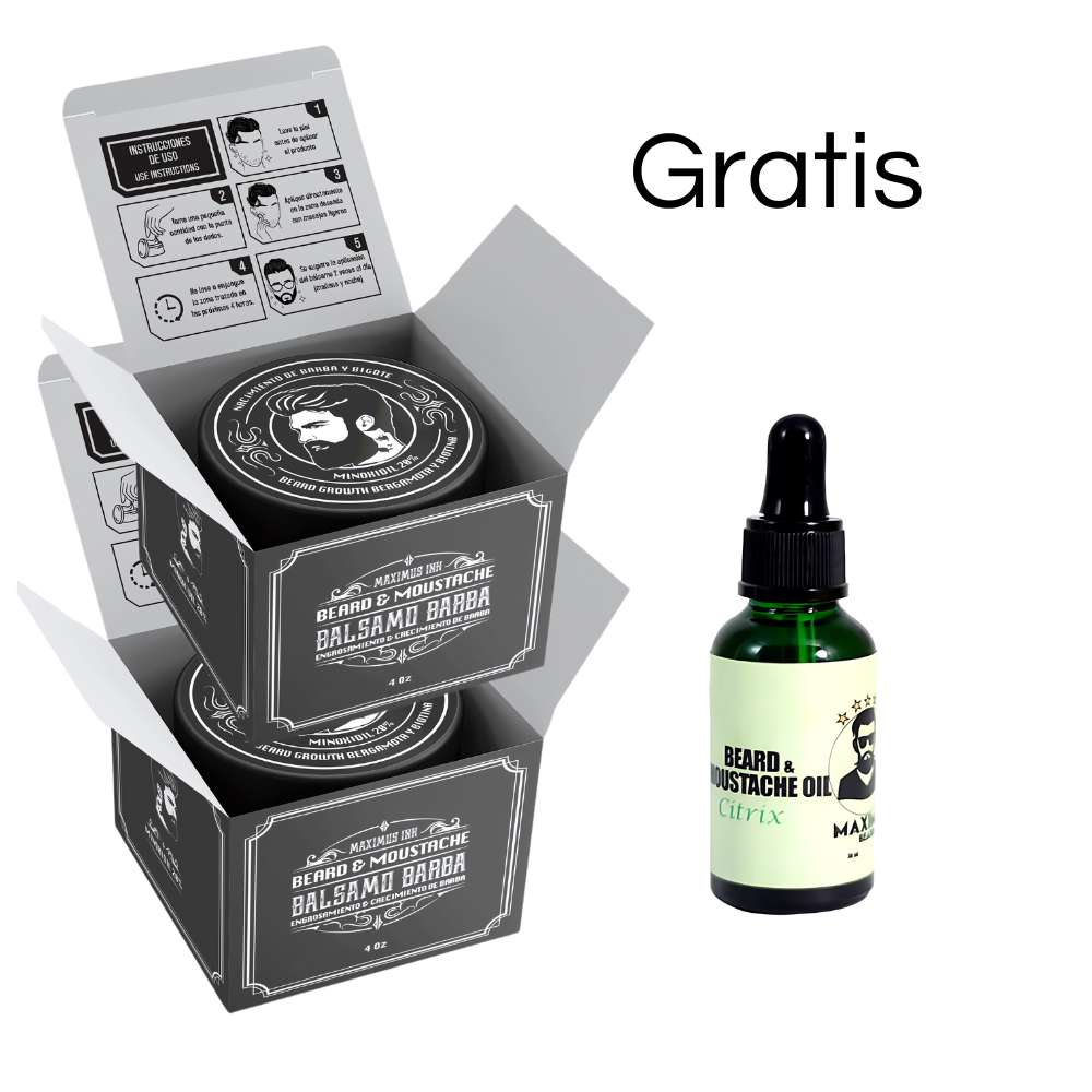 2 Bálsamos de minoxidil al 20% + GRATIS 1 Aceite Citrix Bergamota - Maximus Inc