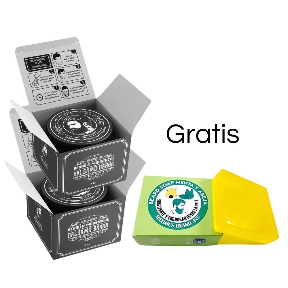 2 Bálsamos de minoxidil al 20% + GRATIS 1 Jabón cubrir huecos Menta - Maximus Inc