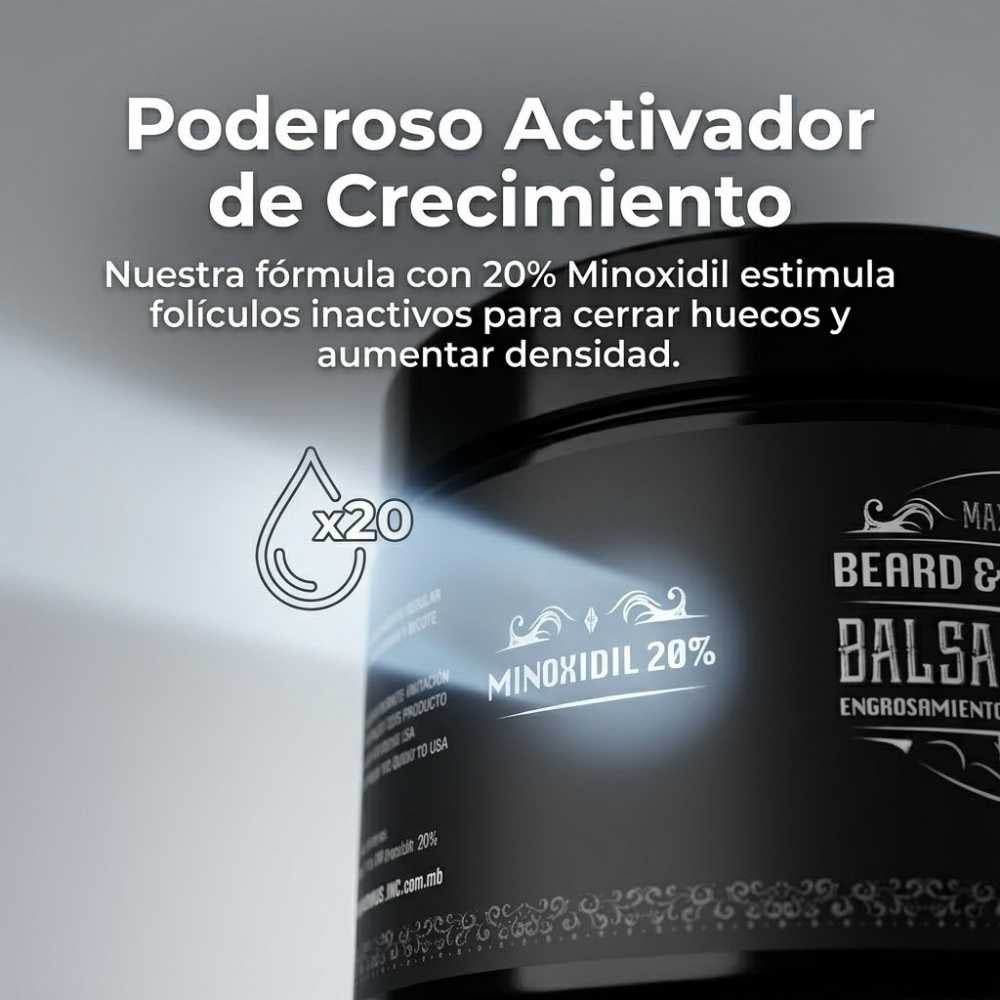 Bálsamo de Minoxidil 20% - Crecimiento Profesional para Barba y Bigote