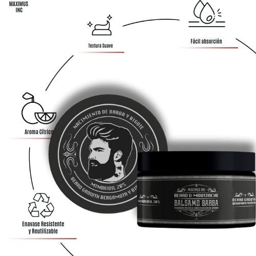 3 Bálsamos de minoxidil al 20% + GRATIS 1 Jabón Avena + 1 Jabón Menta - Maximus Inc