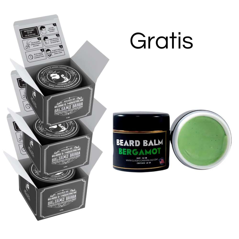 3 Bálsamos de minoxidil al 20% + GRATIS 1 Balsamo de Bergamota de Crecimiento