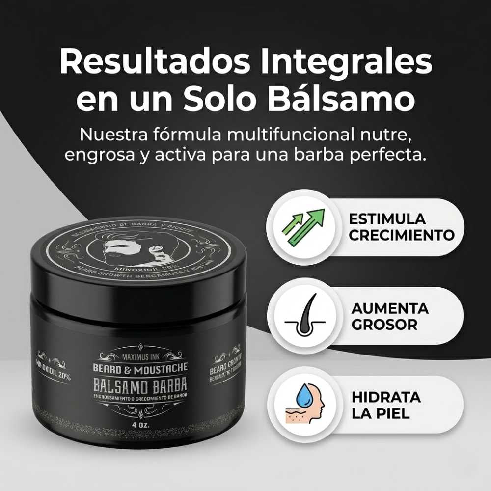 Bálsamo de Minoxidil 20% - Crecimiento Profesional para Barba y Bigote