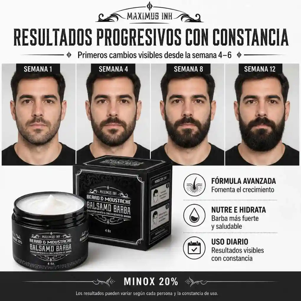 ULTRA FUERTE | Bálsamo para Crecimiento de Barba y Bigote Intensivo Minoxidil 20% | 120ml