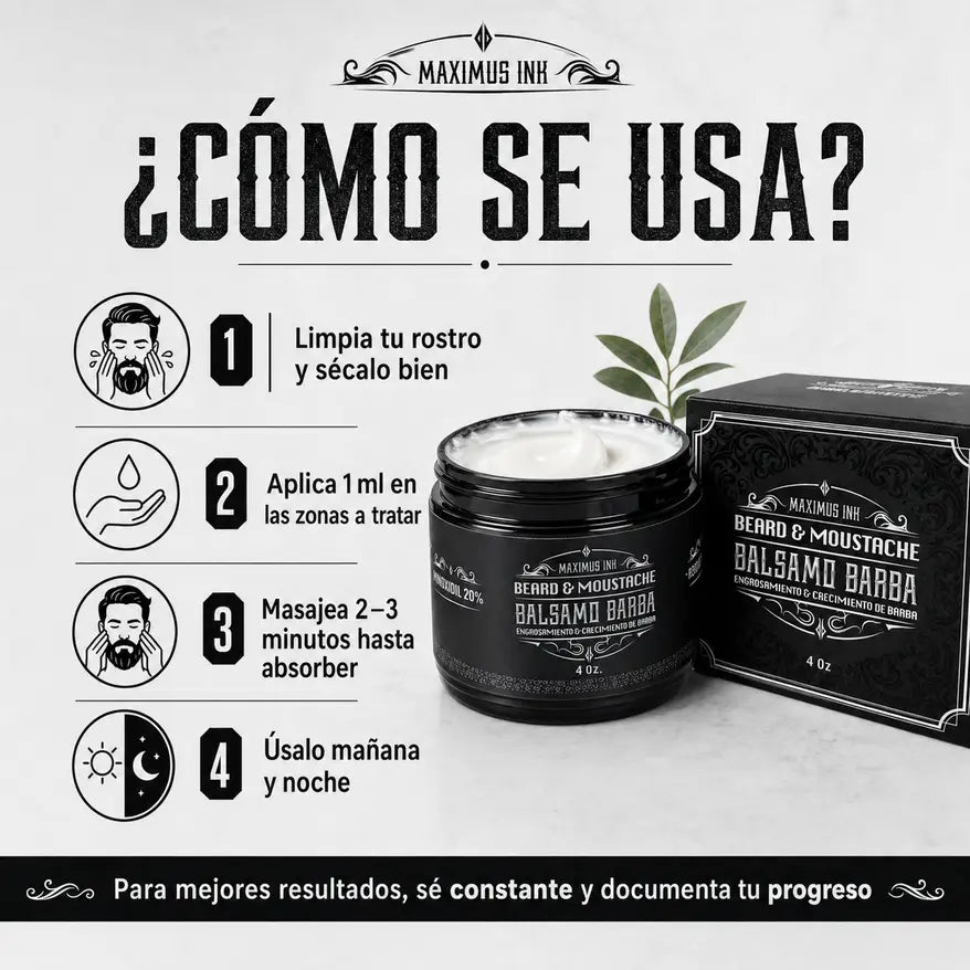 Bálsamo de Minoxidil 20% - Crecimiento Profesional para Barba y Bigote