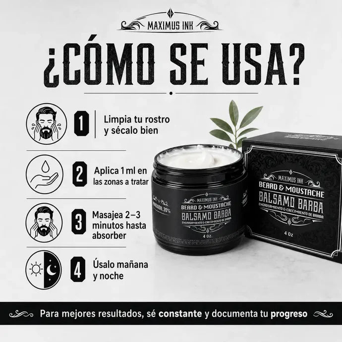 ULTRA FUERTE | Bálsamo para Crecimiento de Barba y Bigote Intensivo Minoxidil 20% | 120ml