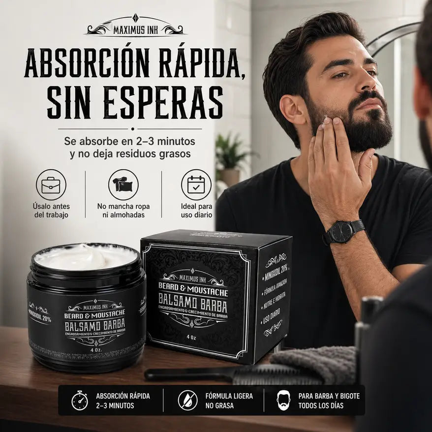 Bálsamo de Minoxidil 20% - Crecimiento Profesional para Barba y Bigote
