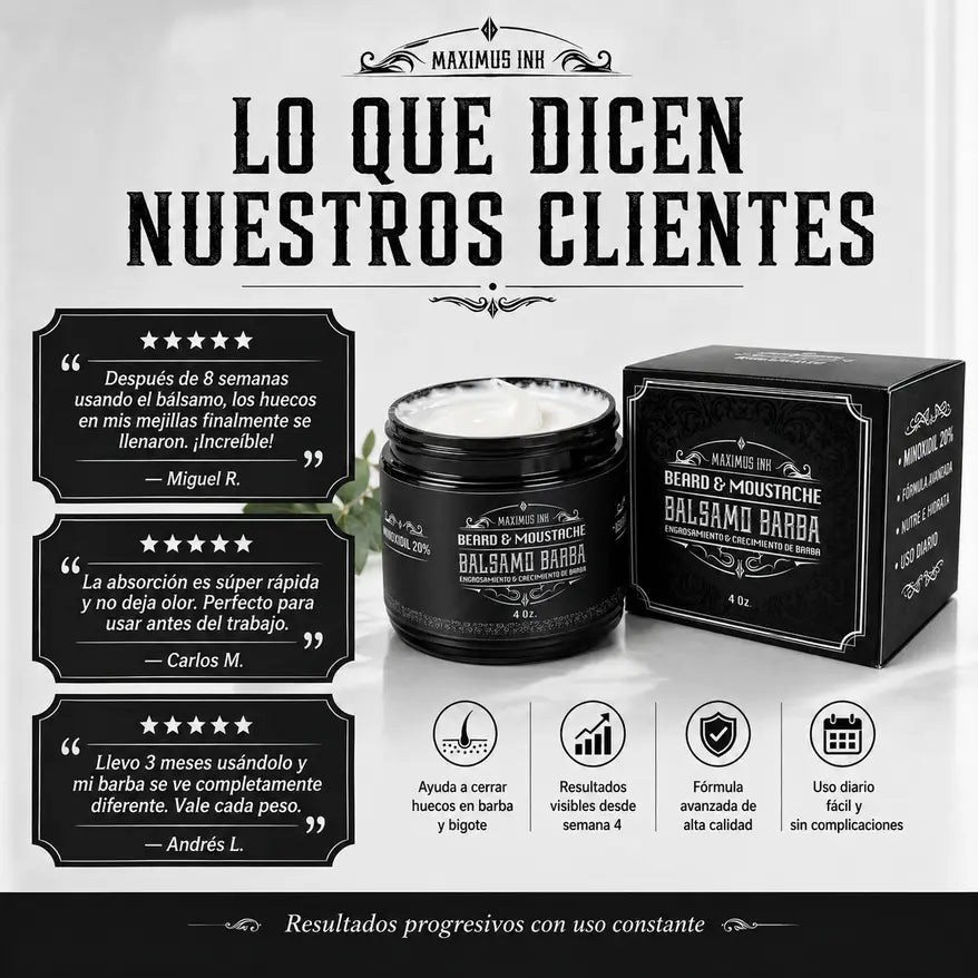 Bálsamo de Minoxidil 20% - Crecimiento Profesional para Barba y Bigote