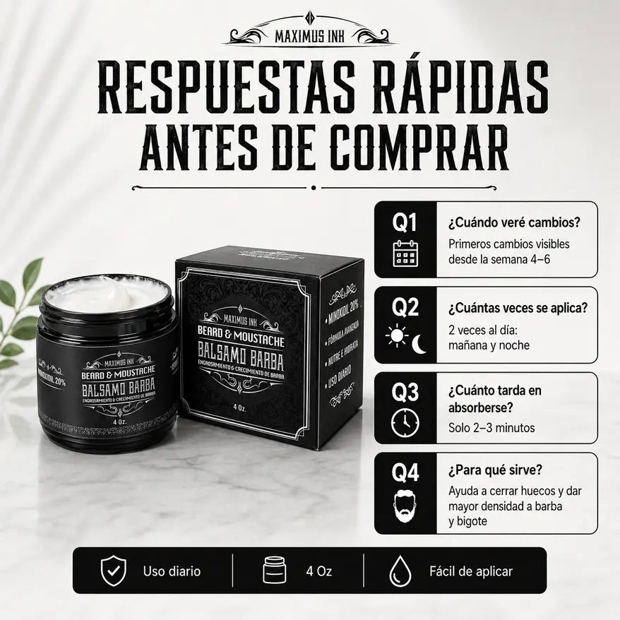 Bálsamo de Minoxidil 20% - Crecimiento Profesional para Barba y Bigote