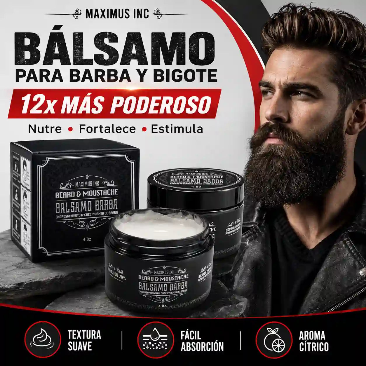ULTRA FUERTE | Bálsamo para Crecimiento de Barba y Bigote Intensivo Minoxidil 20% | 120ml