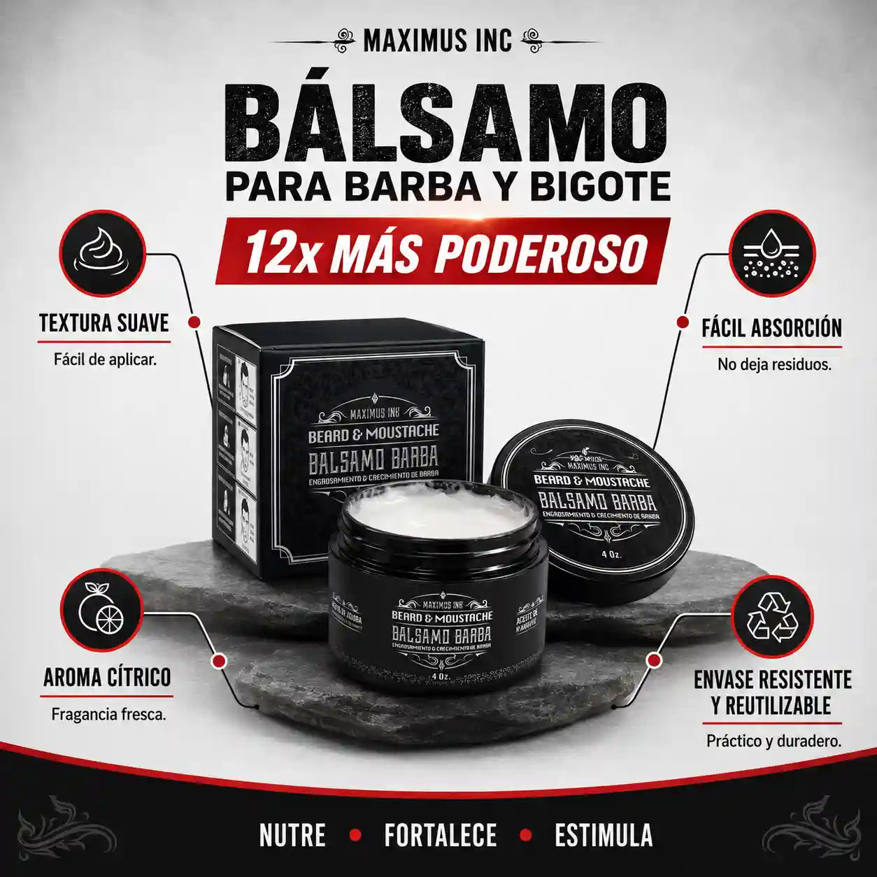 ULTRA FUERTE | Bálsamo para Crecimiento de Barba y Bigote Intensivo Minoxidil 20% | 120ml