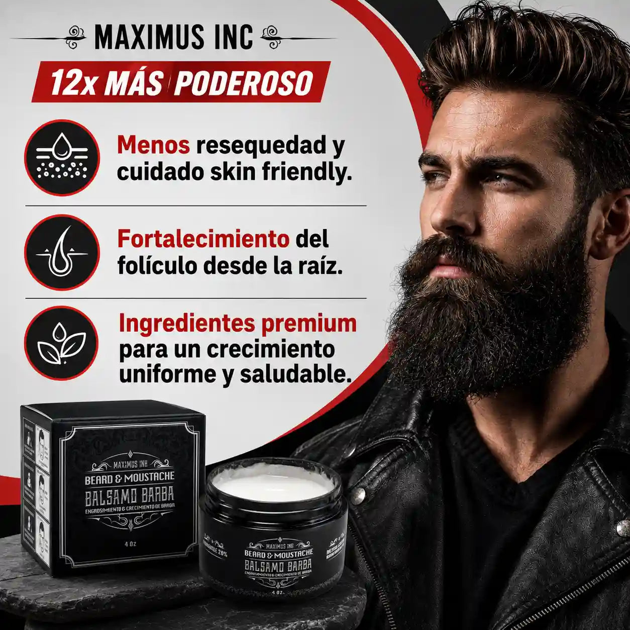 ULTRA FUERTE | Bálsamo para Crecimiento de Barba y Bigote Intensivo Minoxidil 20% | 120ml