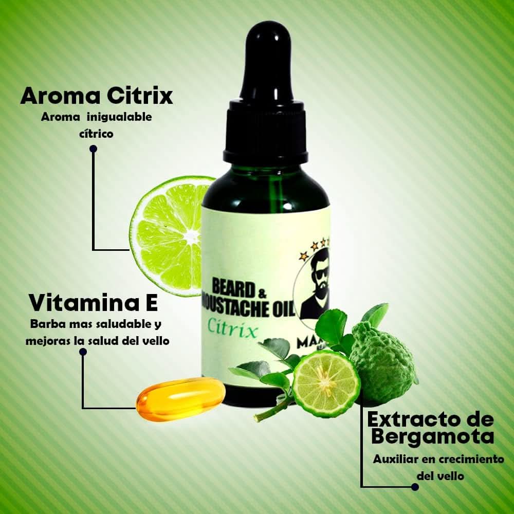 Aceite para barba y bigote aroma citrus - Maximus Inc