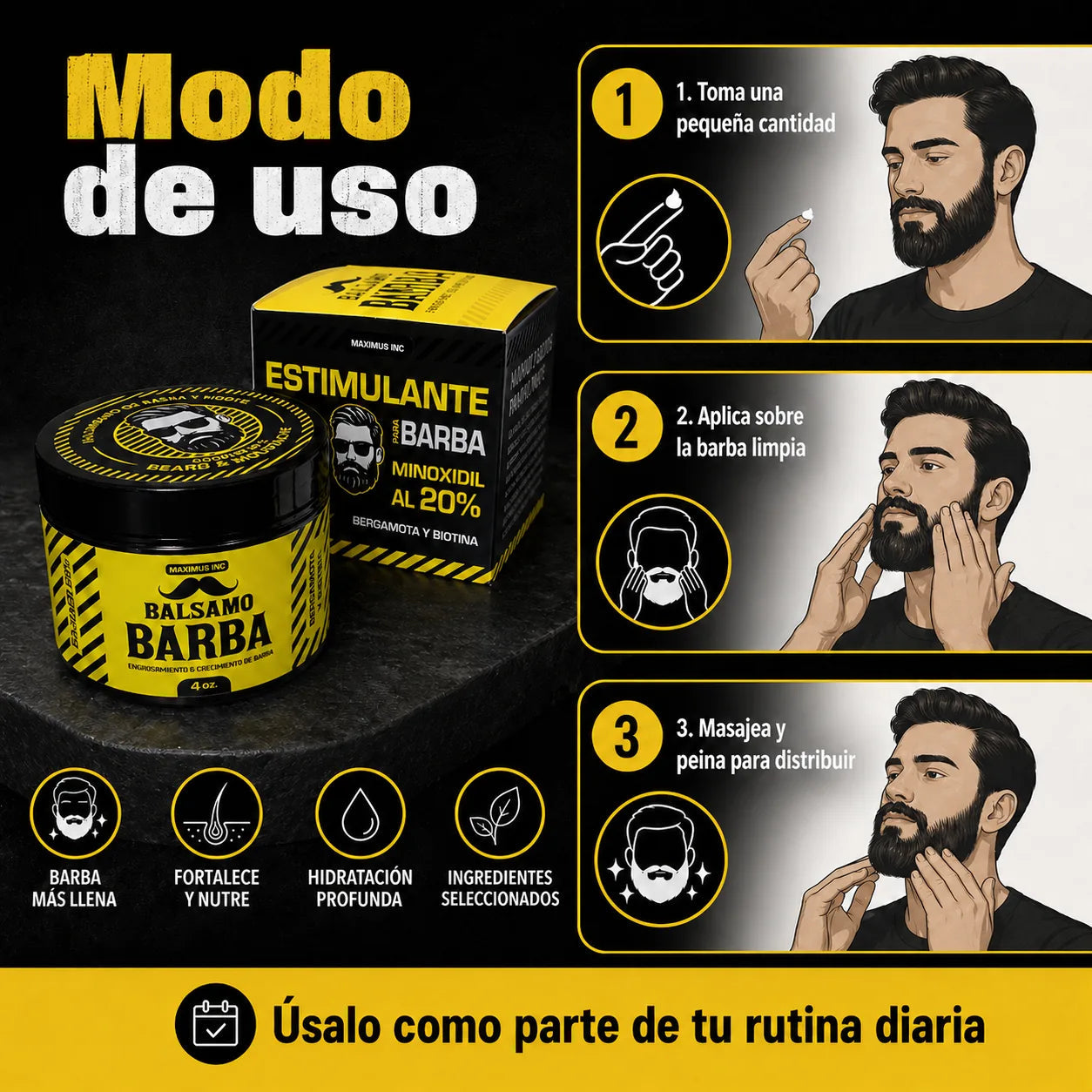 Modo de uso del Bálsamo Amarillo Maximus Inc