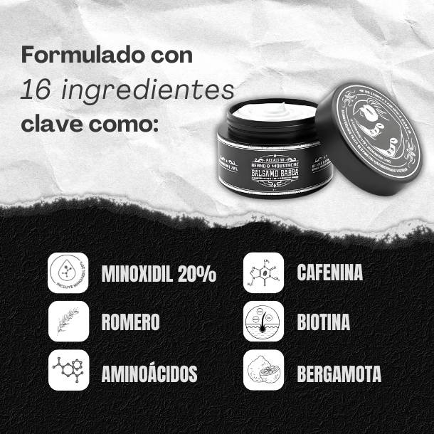Bálsamo de minoxidil al 20% cerrar huecos barba y bigote - Maximus Inc
