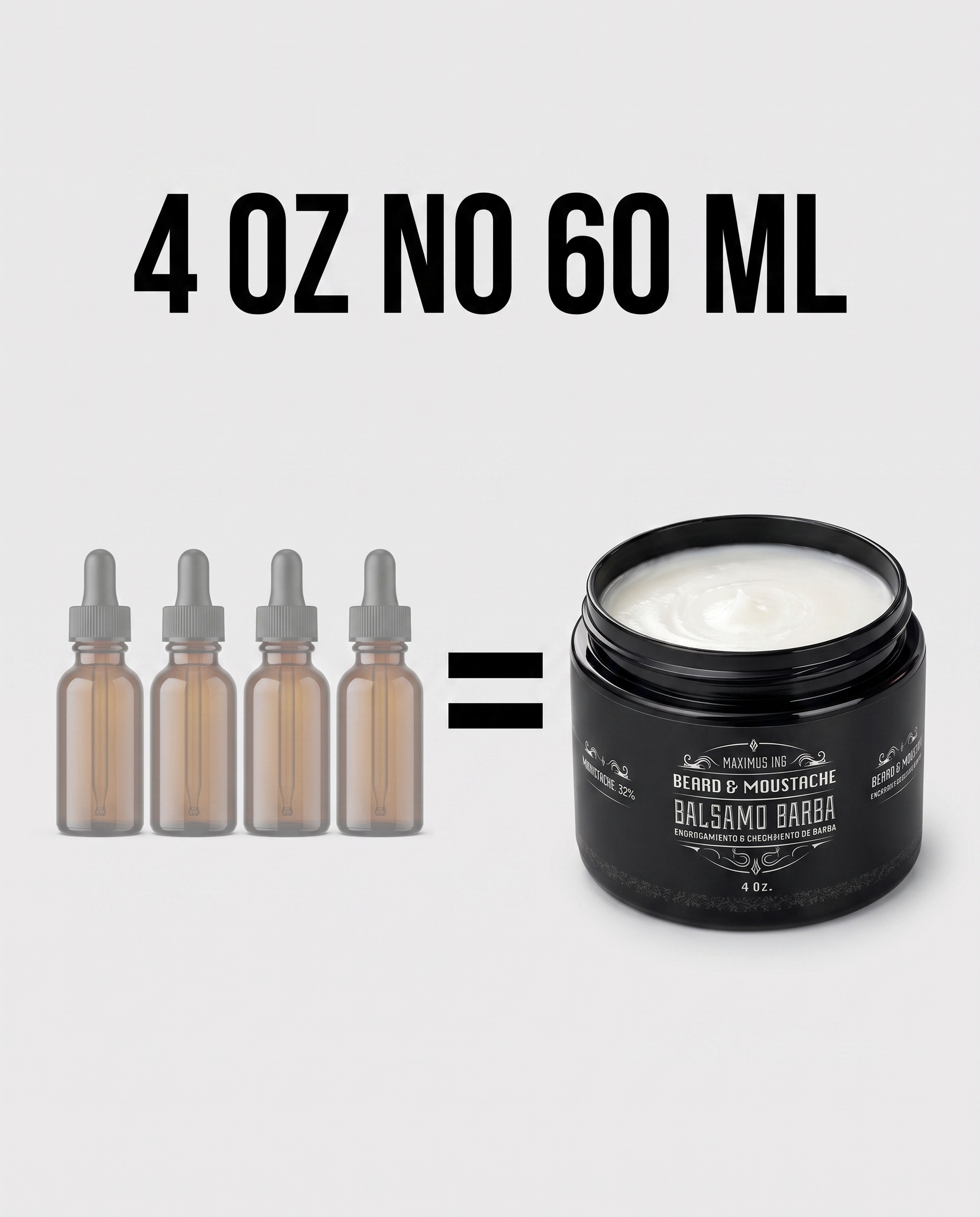 Un envase de 4 oz rinde lo mismo que cuatro frascos de 60 ml de minoxidil líquido