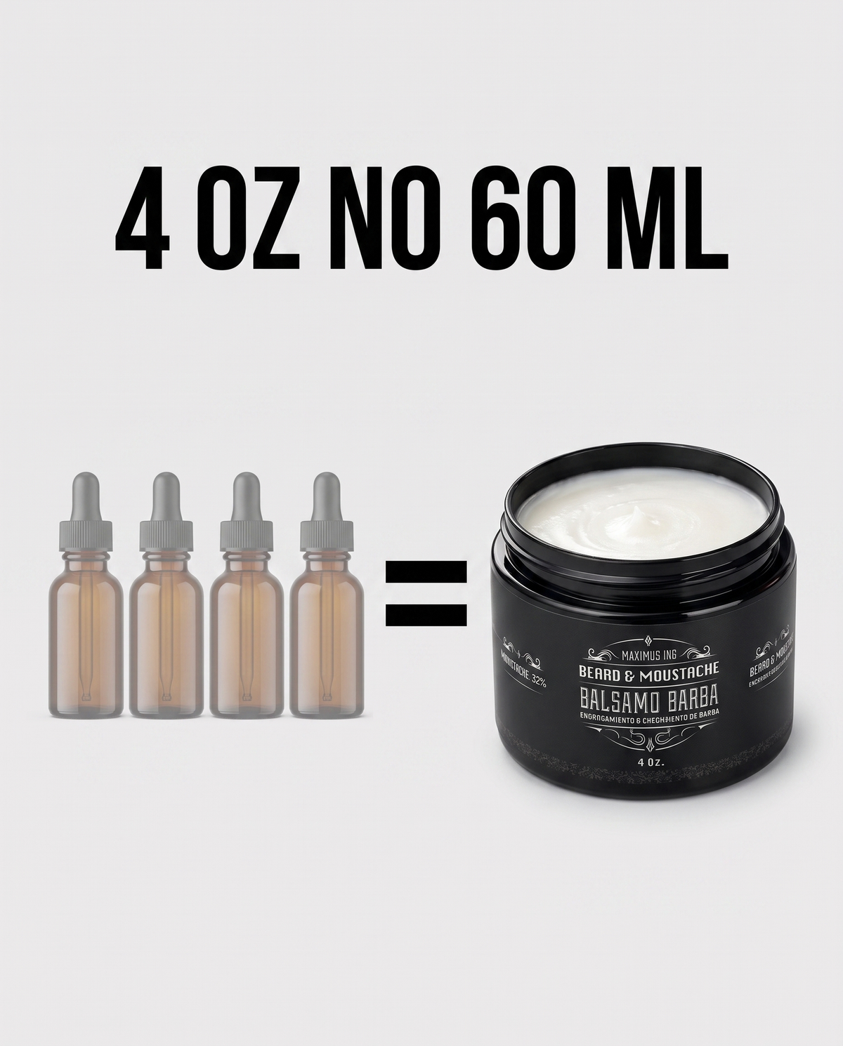 Un envase de 4 oz rinde lo mismo que cuatro frascos de 60 ml de minoxidil líquido