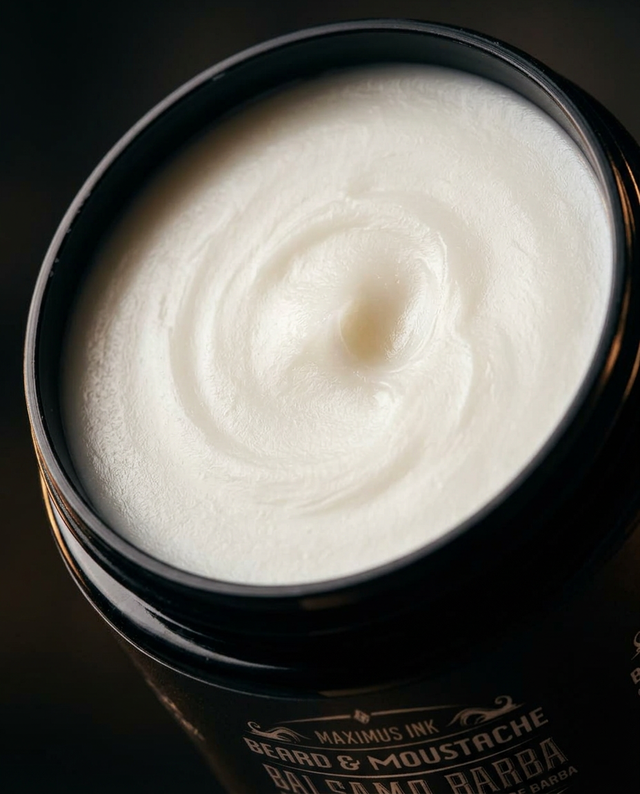Textura del bálsamo de cerca: crema espesa, no líquido de gotero