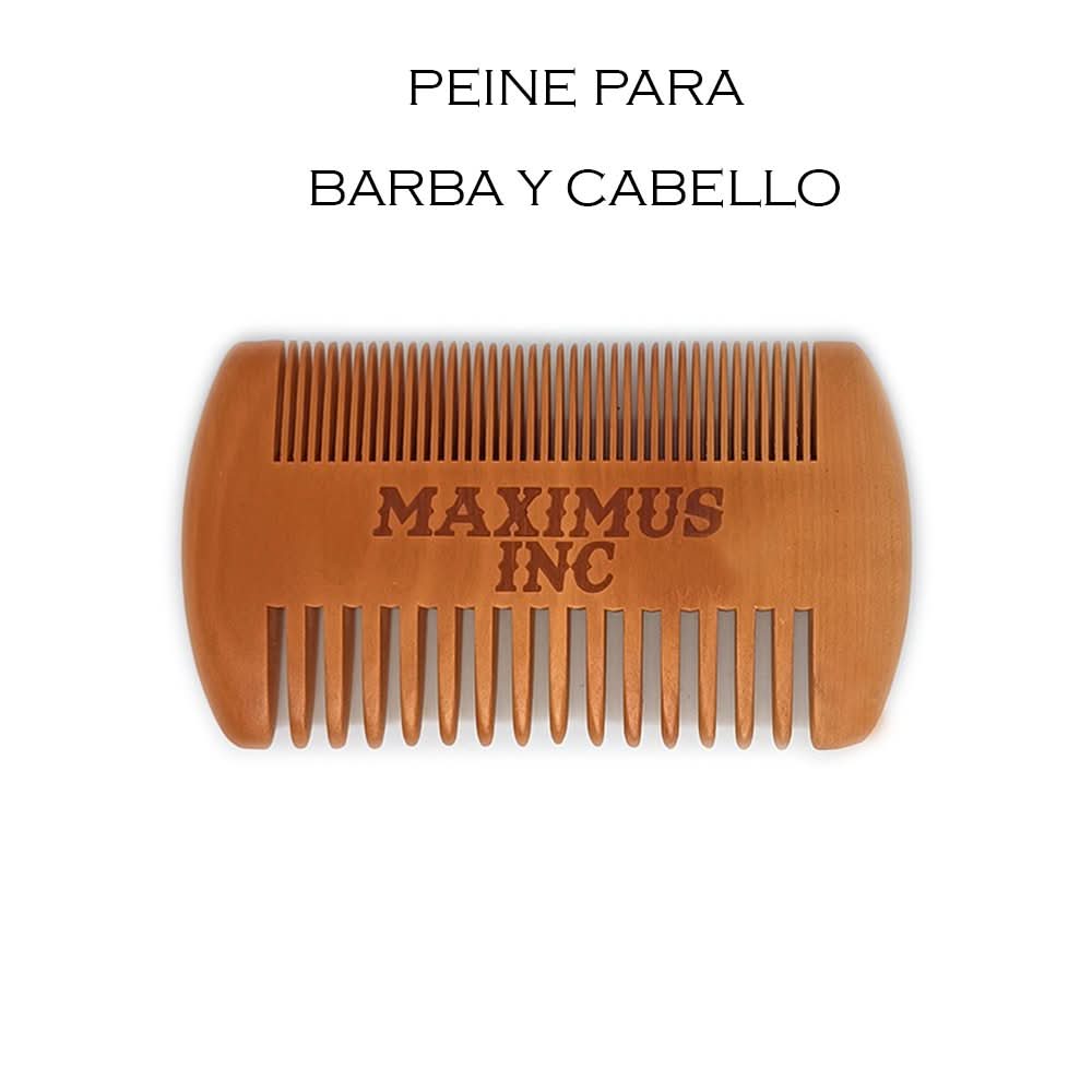 Peine De 100% Madera Para Barba O Cabello Ecologico Estuche de Piel - Maximus Inc
