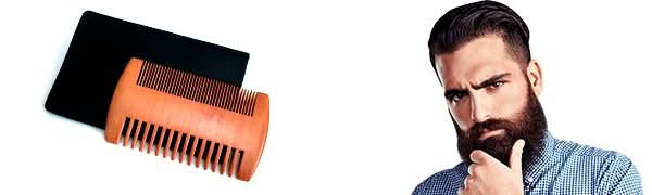 Peine De 100% Madera Para Barba O Cabello Ecologico Estuche de Piel - Maximus Inc