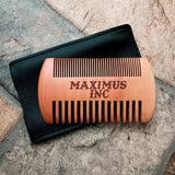 Peine De 100% Madera Para Barba O Cabello Ecologico Estuche de Piel - Maximus Inc