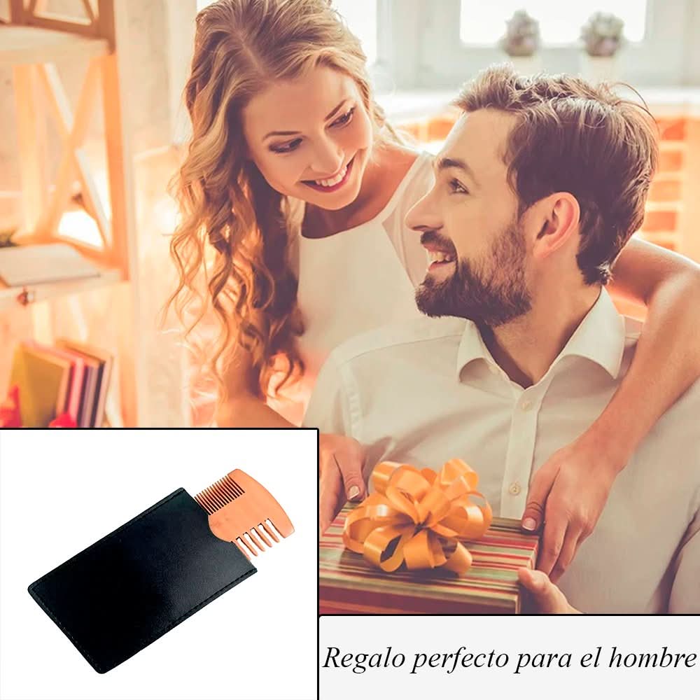 Peine De 100% Madera Para Barba O Cabello Ecologico Estuche de Piel - Maximus Inc
